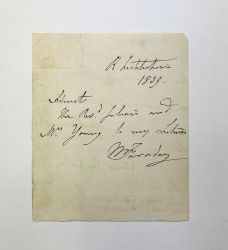 SIGNED MANUSCRIPT TICKET TO ONE OF FARADAY'S LECTURES AT THE ROYAL INSTITUTION