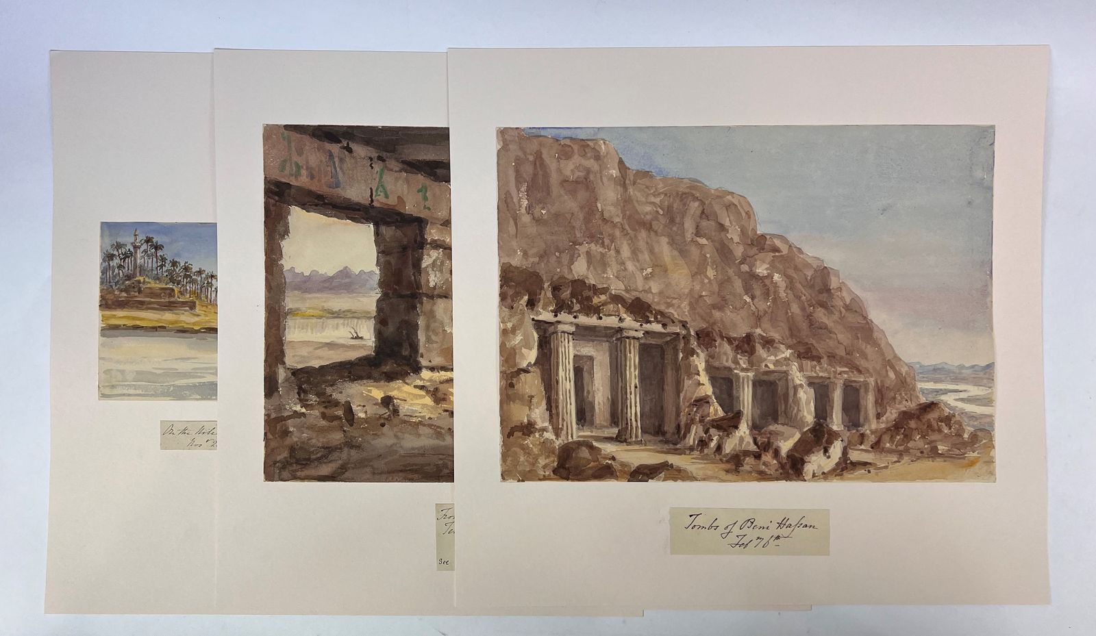 A FINE COLLECTION OF TWENTY-SEVEN EARLY WATERCOLOUR VIEWS OF THE NILE, PRODUCED DURING A WINTER CRUISE IN 1864-65, DEPICTING THE ANCIENT SITES AND LANDSCAPES OF UPPER EGYPT, NUBIA, AND THE SECOND CATARACT -  image 2