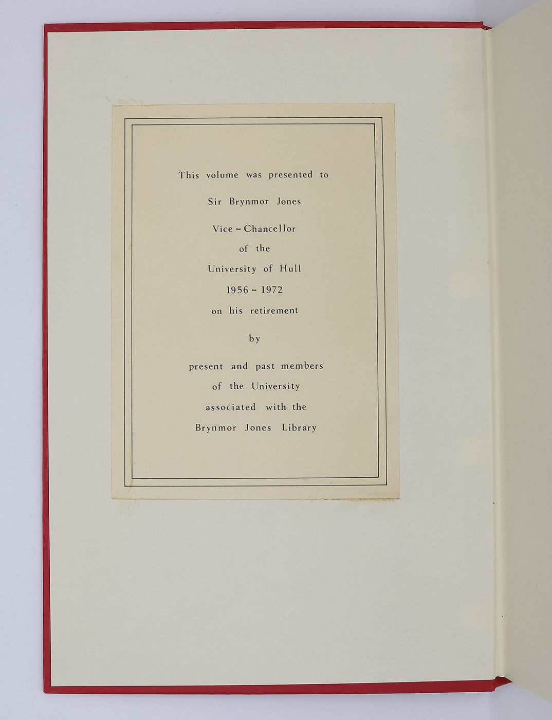 A PHOTOGRAPH ALBUM RECORDING THE OCCASION OF HE CEREMONY TO MARK THE RETIREMENT OF SIR BRYNMOR JONES ON THE 30th JUNE 1972; WITH TWO OF THE GIFTS PRESENTED TO JONES AT THE CEREMONY: A FRAMED HAND-COLOURED MAP BY WENCESLAUS HOLLAR OF HULL (c. 1642) AND A COPY OF THE VICTORIA HISTORY OF THE COUNTY OF YORK, EAST RIDING VOL. 1. -  image 7