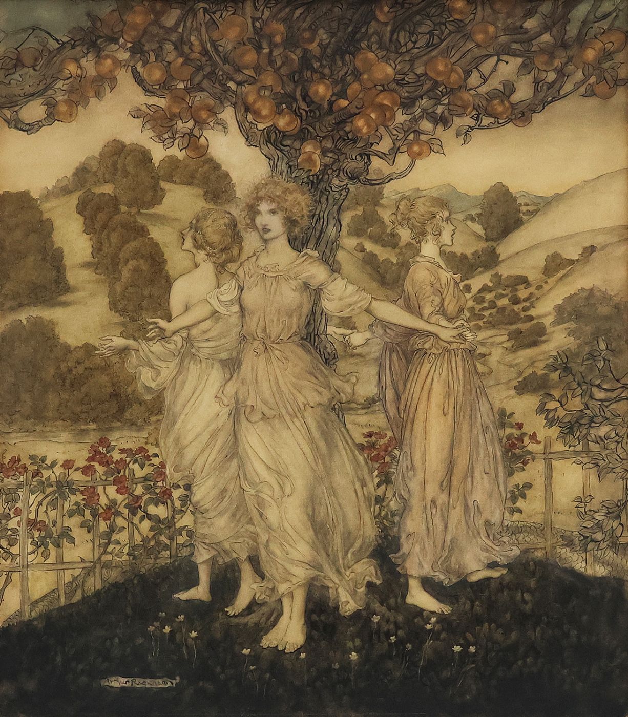 ALL AMIDST THE GARDENS FAIR; OF HESPERUS, AND HIS DAUGHTERS THREE; THAT SING ABOUT THE GOLDEN TREE. -  image 1