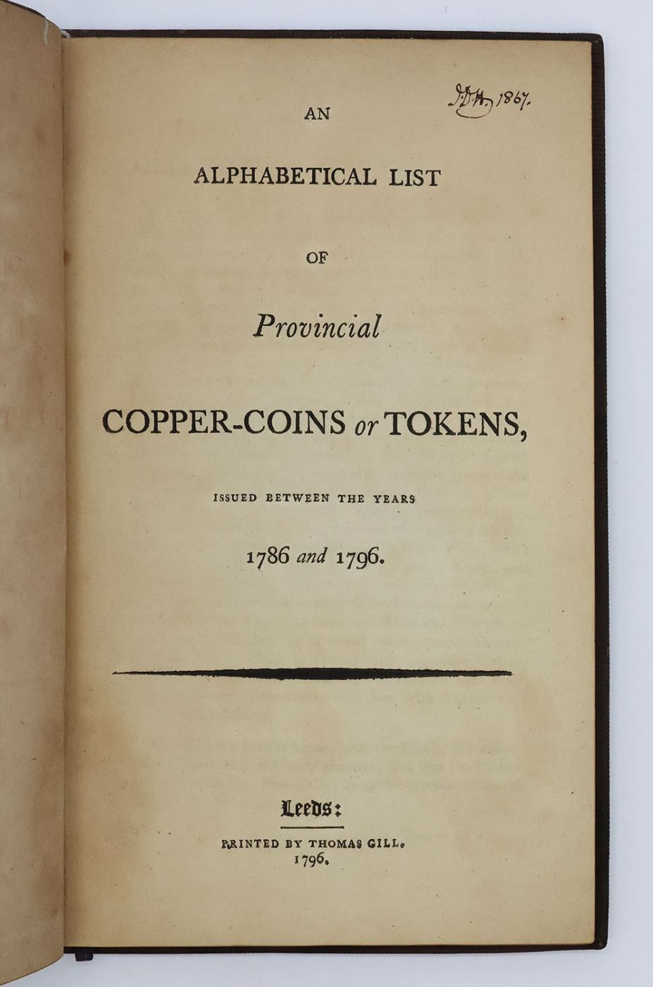AN ALPHABETICAL LIST OF PROVINCIAL COPPER-COINS OR TOKENS, ISSUED BETWEEN THE YEARS 1786 and 1796 -  image 5