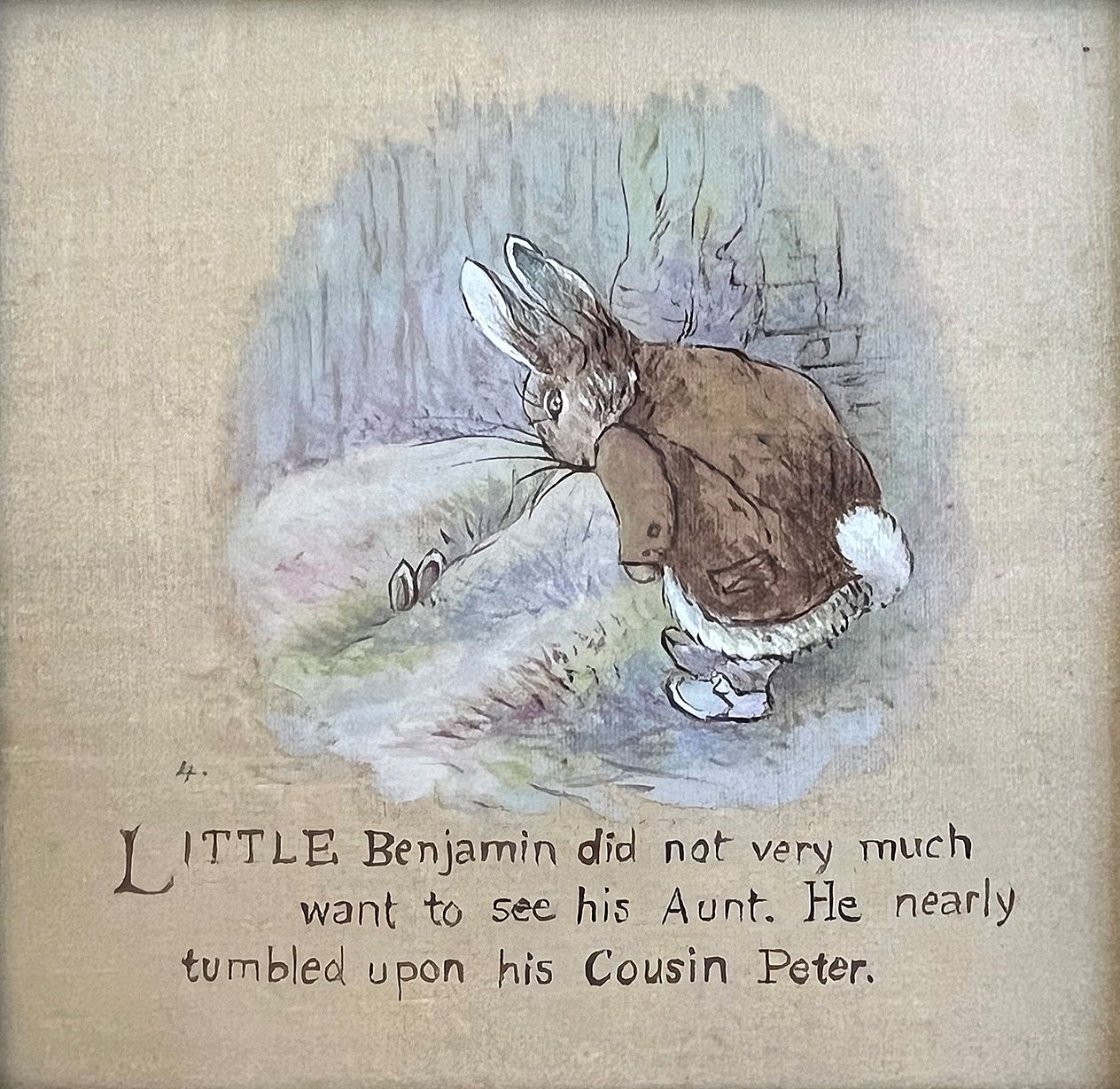 AN ORIGINAL ILLUSTRATION FROM THE TALE OF BENJAMIN BUNNY: 'LITTLE BENJAMIN DID NOT VERY MUCH WANT TO SEE HIS AUNT'. -  image 2