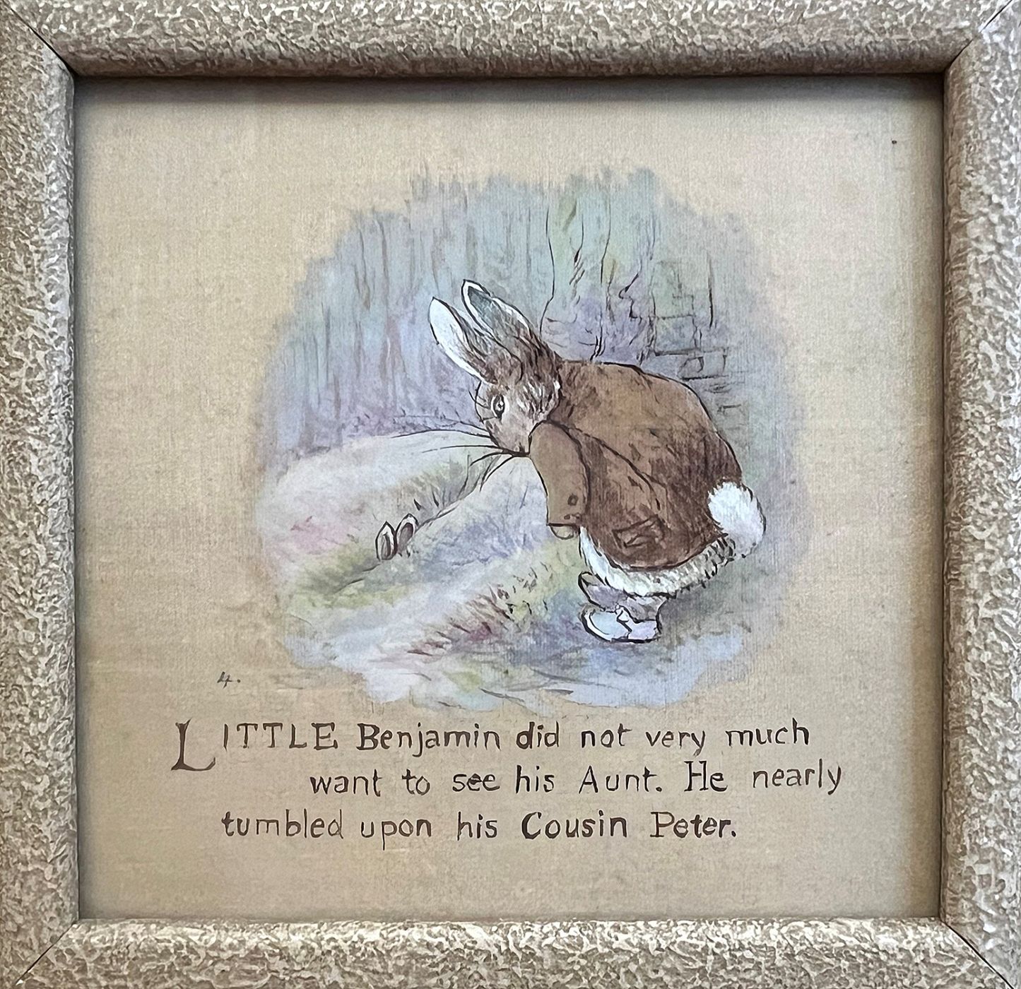 AN ORIGINAL ILLUSTRATION FROM THE TALE OF BENJAMIN BUNNY: 'LITTLE BENJAMIN DID NOT VERY MUCH WANT TO SEE HIS AUNT'. -  image 1