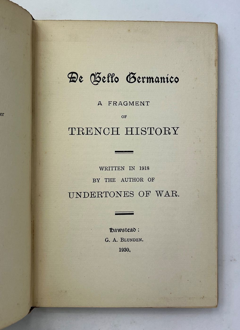 DE BELLO GERMANICO: A Fragment of Trench History. -  image 5