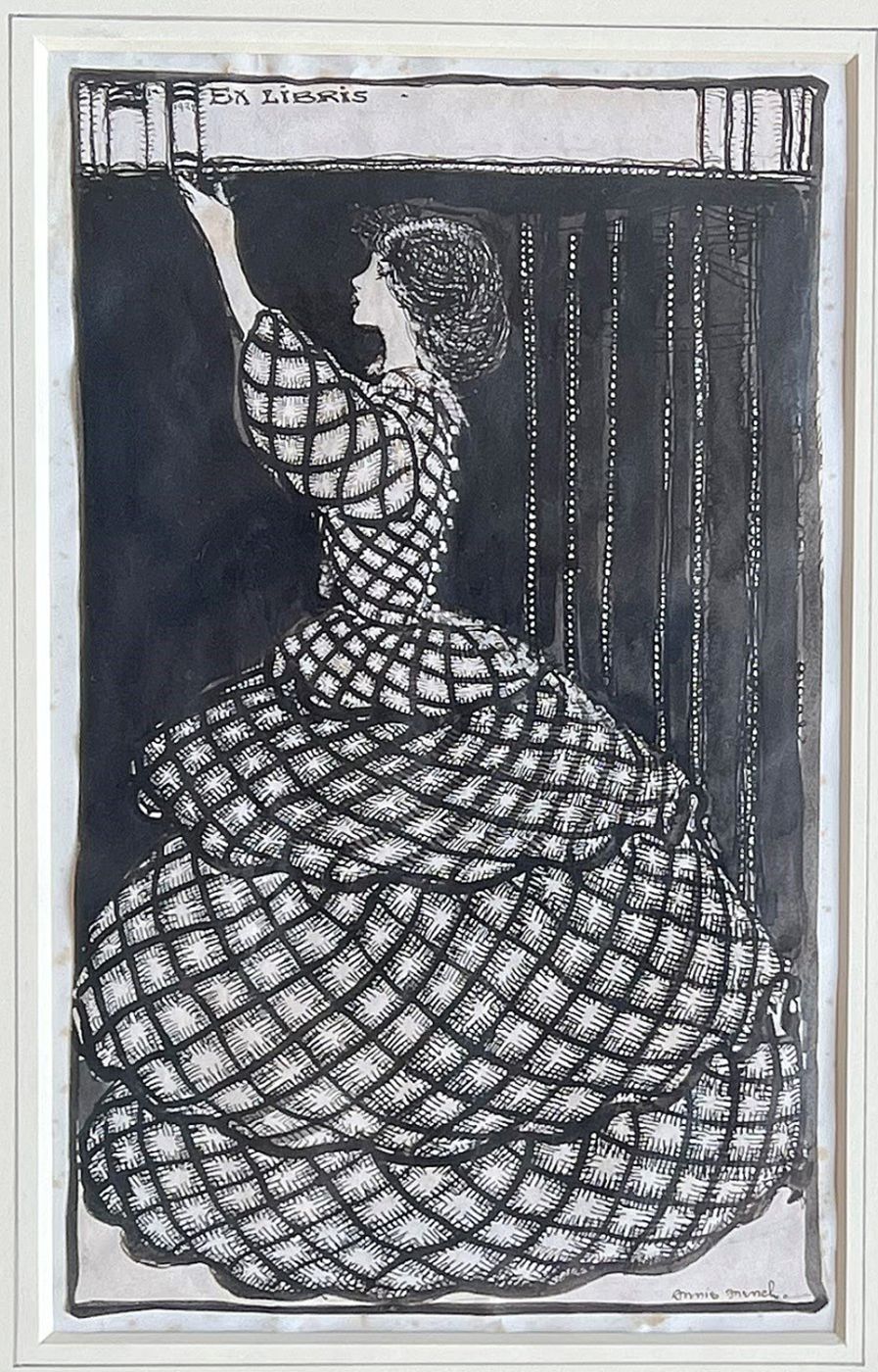 EX LIBRIS DESIGN: WOMAN IN A PLAID DRESS. -  image 1