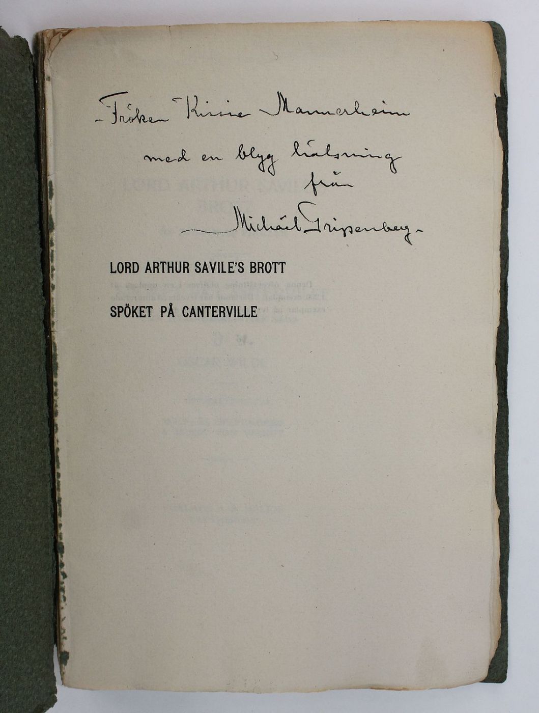 LORD ARTHUR SAVILE'S BROTT: En Studie Af Plikten; SPOKET PA CANTERVILLE: En Hylo-Idealistisk Saga. [Lord Arthur Savile's Crime and The Canterville Ghost] -  image 2