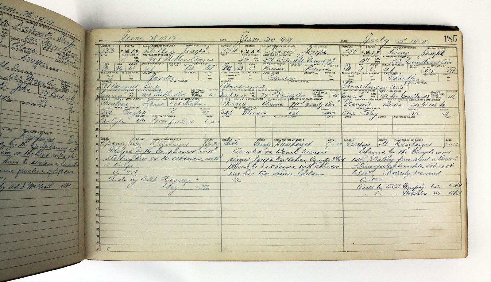 [MANUSCRIPT POLICE LOG BOOK, DETAILING 1,500 CRIMES COMMITTED BETWEEN 1919-1920] -  image 4