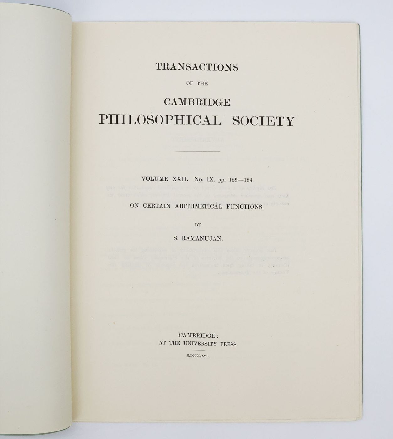 ON CERTAIN ARITHMETICAL FUNCTIONS: -  image 2