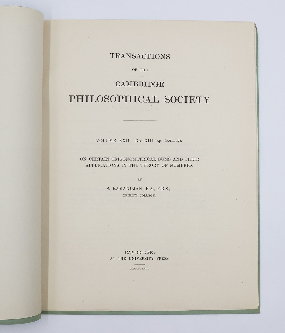ON CERTAIN TRIGONOMETRICAL SUMS AND THEIR APPLICATIONS IN THE THEORY OF NUMBERS: -  image 2