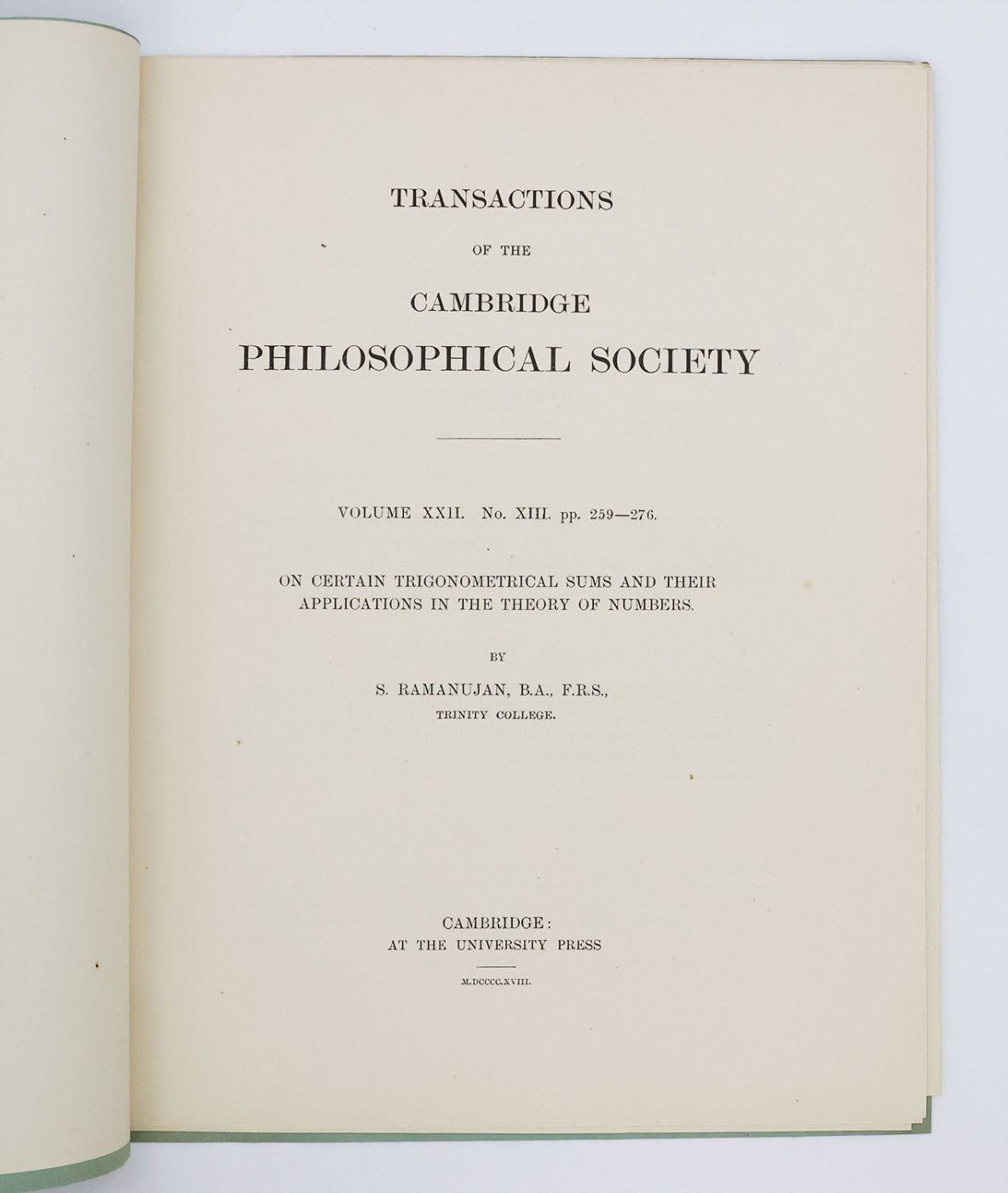 ON CERTAIN TRIGONOMETRICAL SUMS AND THEIR APPLICATIONS IN THE THEORY OF NUMBERS: -  image 2
