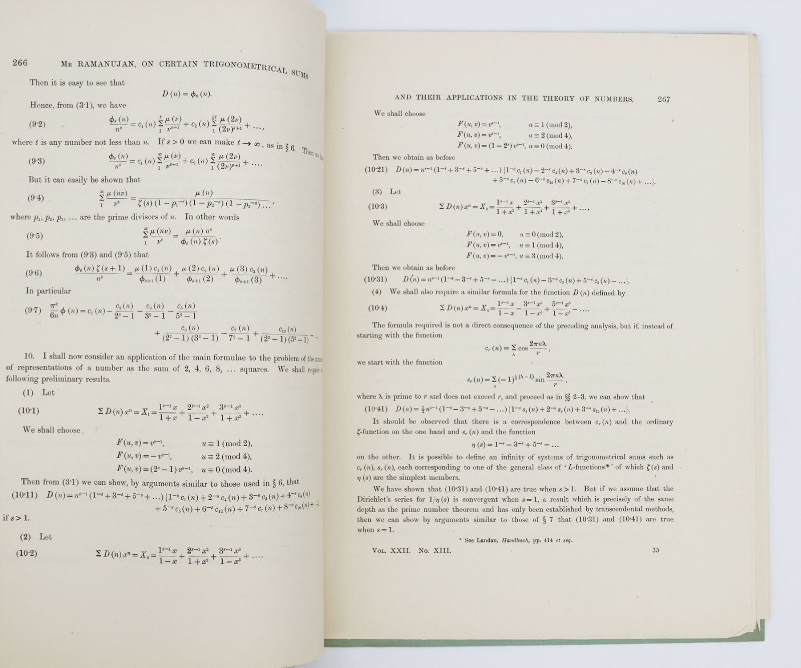 ON CERTAIN TRIGONOMETRICAL SUMS AND THEIR APPLICATIONS IN THE THEORY OF NUMBERS: -  image 3