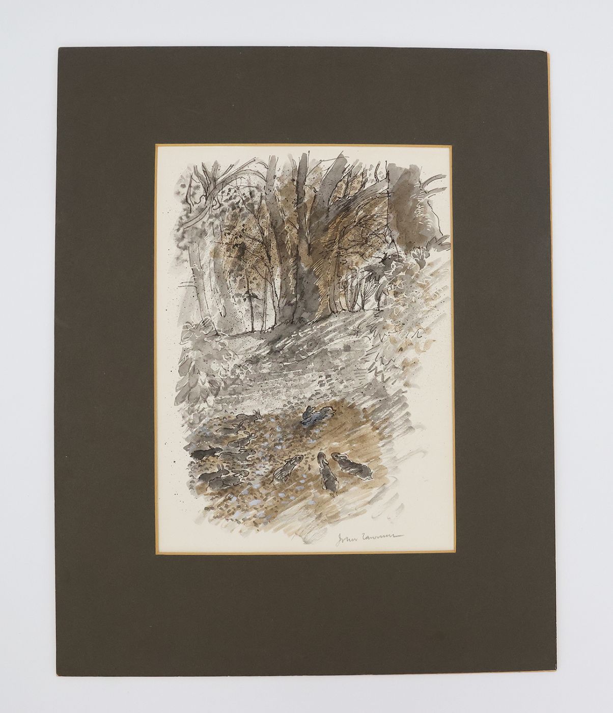 ORIGINAL WATERCOLOUR BY JOHN LAWRENCE ILLUSTRATING WATERSHIP DOWN [with] AN AUTHOR SIGNED, FIRST EDITION OF THE BOOK -  image 3