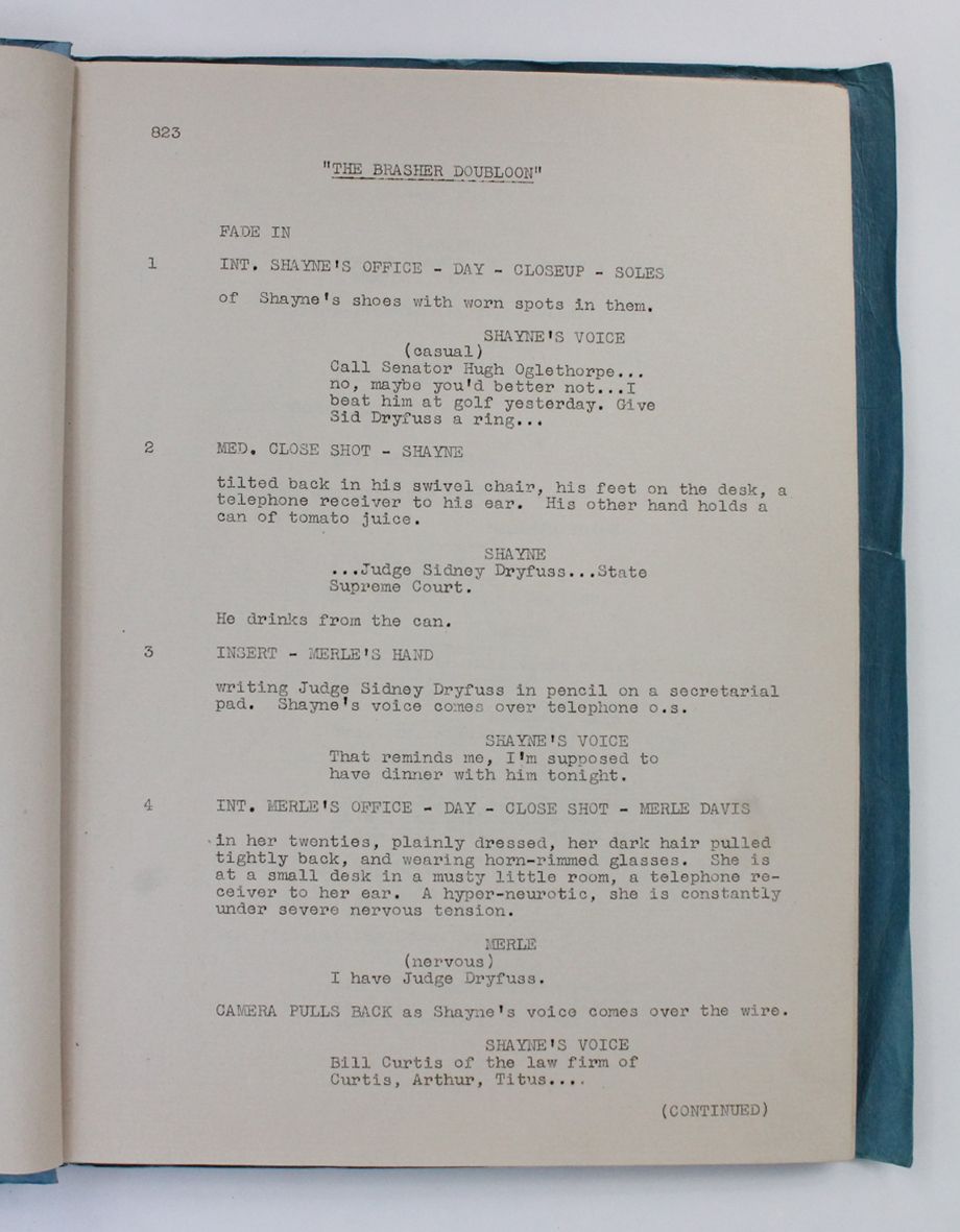 THE BRASHER DOUBLOON filmed as TIME TO KILL. The Final Shooting Script. -  image 4