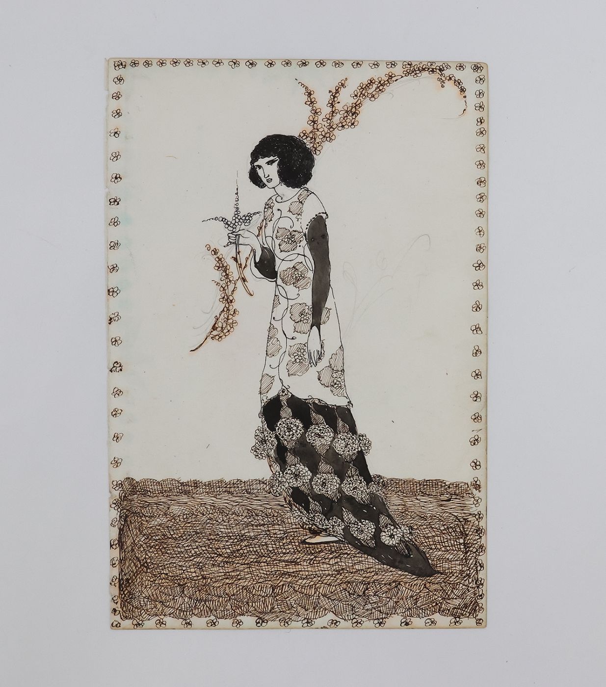 WOMAN WITH FLORAL SPRAY -  image 1